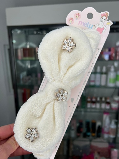 Vincha Skin Care Blanca con Moño Milk